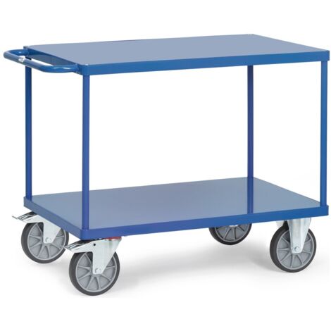 fetra Tischwagen, 2 Stahlblech-Plattformen bündig, Ladefläche 850 x 500 mm