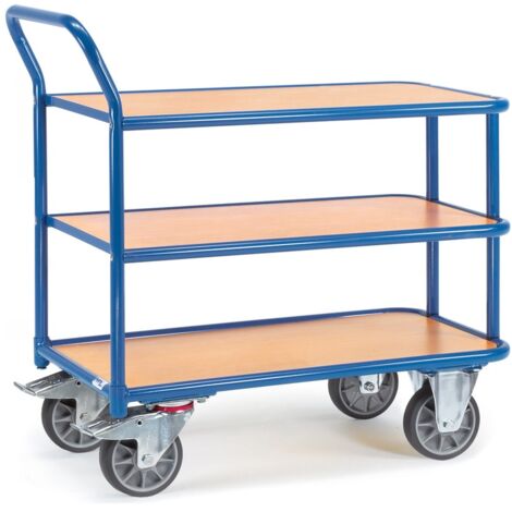 fetra Tischwagen, 3 Holz-Plattformen, Ladefläche 1000 x 700 mm