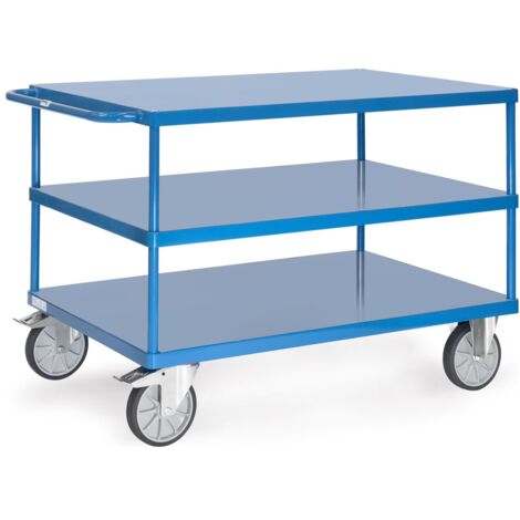 fetra Tischwagen, 3 Stahlblech-Plattformen bündig, Ladefläche 1200 x 800 mm