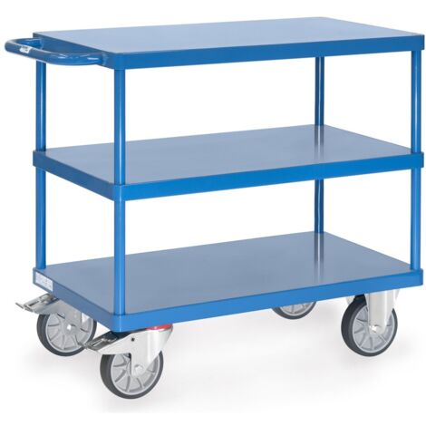 fetra Tischwagen, 3 Stahlblech-Plattformen bündig, Ladefläche 850 x 500 mm