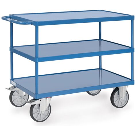 fetra Tischwagen, 3 Stahlblech-Wannen, Ladefläche 1000 x 600 mm