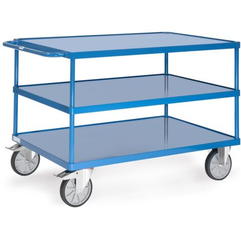 fetra Tischwagen, 3 Stahlblech-Wannen, Ladefläche 1200 x 800 mm