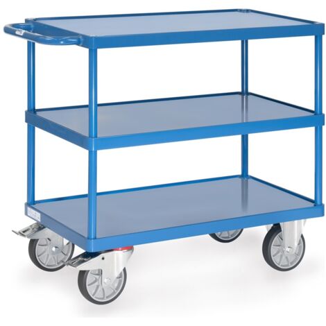fetra Tischwagen, 3 Stahlblech-Wannen, Ladefläche 850 x 500 mm