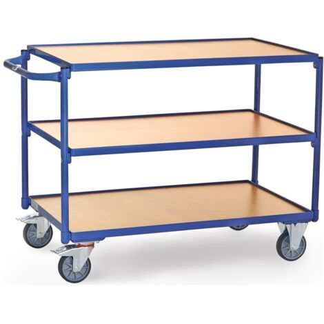 Fetra Tischwagen mit Holzwerkstoffplatten 3 Etagen mit rechteckige Ladeflächen 1000x600mm