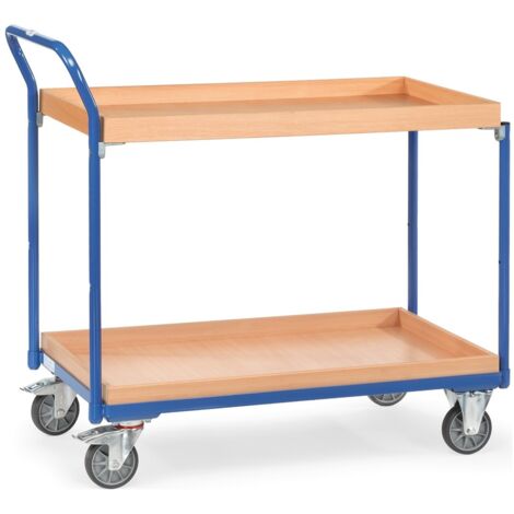 Fetra Tischwagen mit Holzwerkstoffplatten und 2 Kästen aus Holz 850x500mm Ladefläche