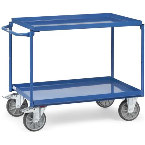 Fetra Tischwagen mit Stahlblechwannen 2 Etagen 850x500mm Ladefläche