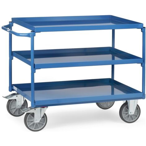 Fetra Tischwagen mit Stahlblechwannen 3 Etagen 850x500mm Ladefläche