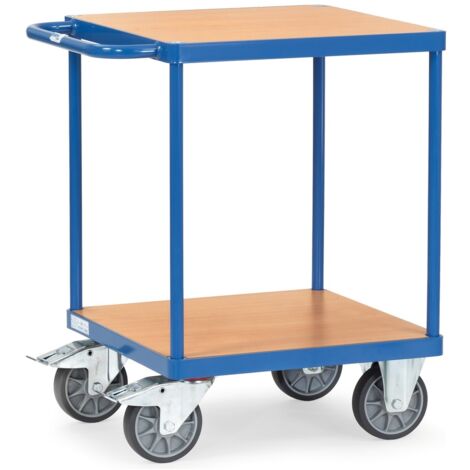 Fetra Tischwagen quadratisch Holzwerkstoff 2 Etagen 600x600mm Ladefläche