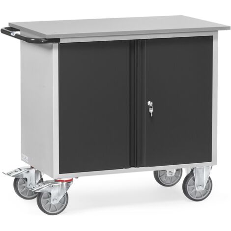 fetra Werkstattwagen, Ladefläche  985 x 590 mm, anthrazitgrau, 2 Türen