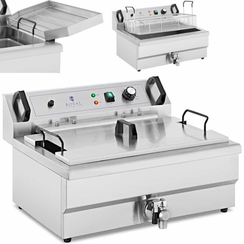Royal Catering - Fettbackgerät Donut Berliner Fritteuse Backwaren Backgerät Edelstahl 23 L 3000 W