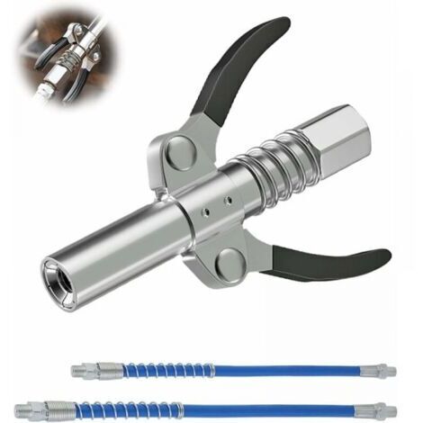 Fettpressenkupplung, pneumatische elektrische manuelle Fettpresse mit flexiblem Schlauch, G-Kupplung für Fettpressen, geeignet für alle Arten von Fettpressen (Doppelgriff)