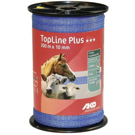 Fettuccia elettrica blu 5 fili h 10 mm lunghezza 200 mt per recinzioni elettrificate per animali