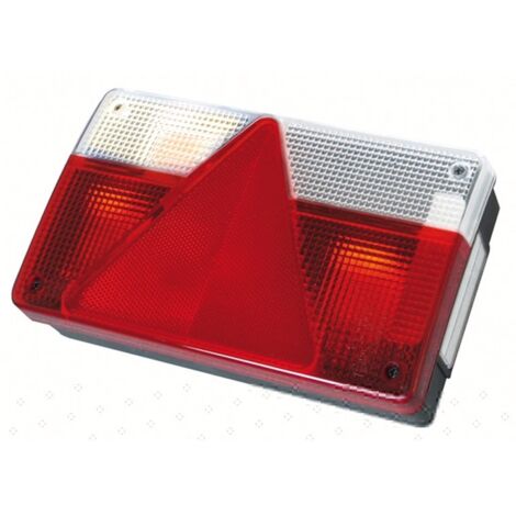 Feu 6 fonctions gauche 12V pour remorque – Clignotant, stop, veilleuse, antibrouillard – Dimensions 235x140x55mm – Prise 5 pôles intégrée – CEA