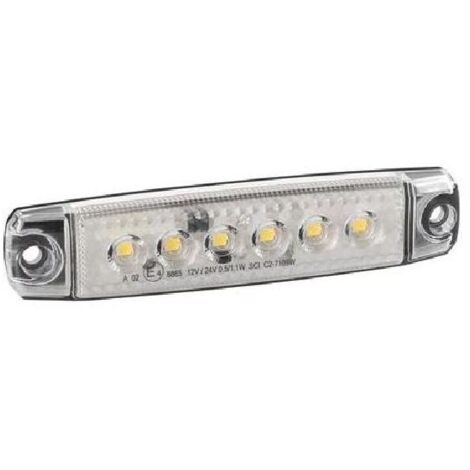 Feu 6 leds blanc calandre F-17 12-24V 96x10mm - Blanc