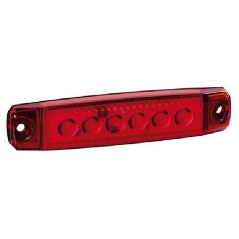 Feu 6 leds rouge calandre 12-24V epaisseur 96x20x9mm R-18