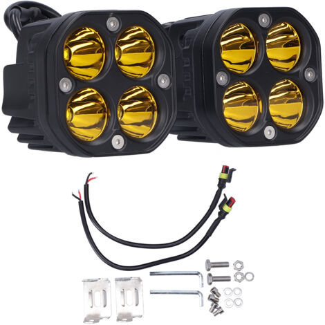Feu antibrouillard de conduite 3 pouces 40W 6000K, projecteur LED jaune 10V 30V universel pour moto UTV tout-terrain