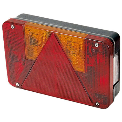 Feu arrière 6 fonctions gauche 12V – Clignotant, stop, veilleuse, brouillard, éclairage plaque – Dimensions 220 x 140 x 60 mm – Radex