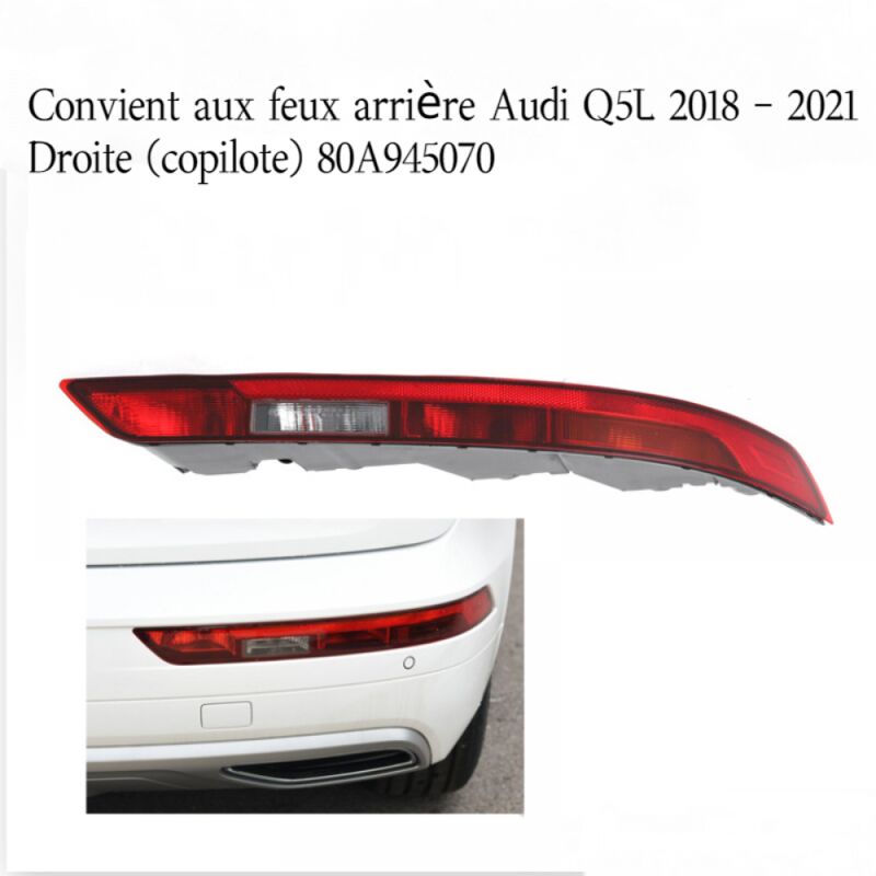 Pour A-udi Q5 2018 2019 2020 2021 80A945070 Réflecteurs De Pare-chocs Arrière Lumière Feu Arrière Inférieur Remplacement Droit Feu Arrière (Color :