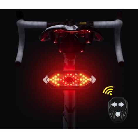 Feu arrière connecté de vélo avec clignotants - Rechargeable USB - Noir - Mixte