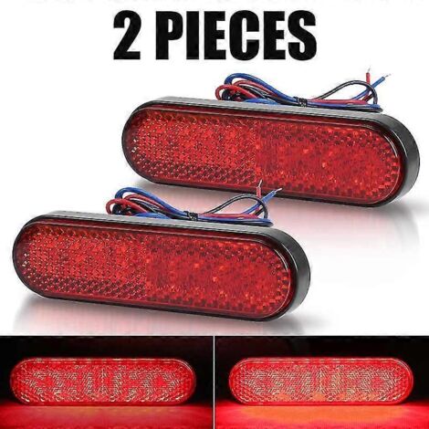 Feu arrière de moto, feu stop, clignotant, réflecteur rectangulaire 24 LED pour voiture, camion, feux de signalisation latéraux 12 V pour Jeep et remorque - Lot de 2