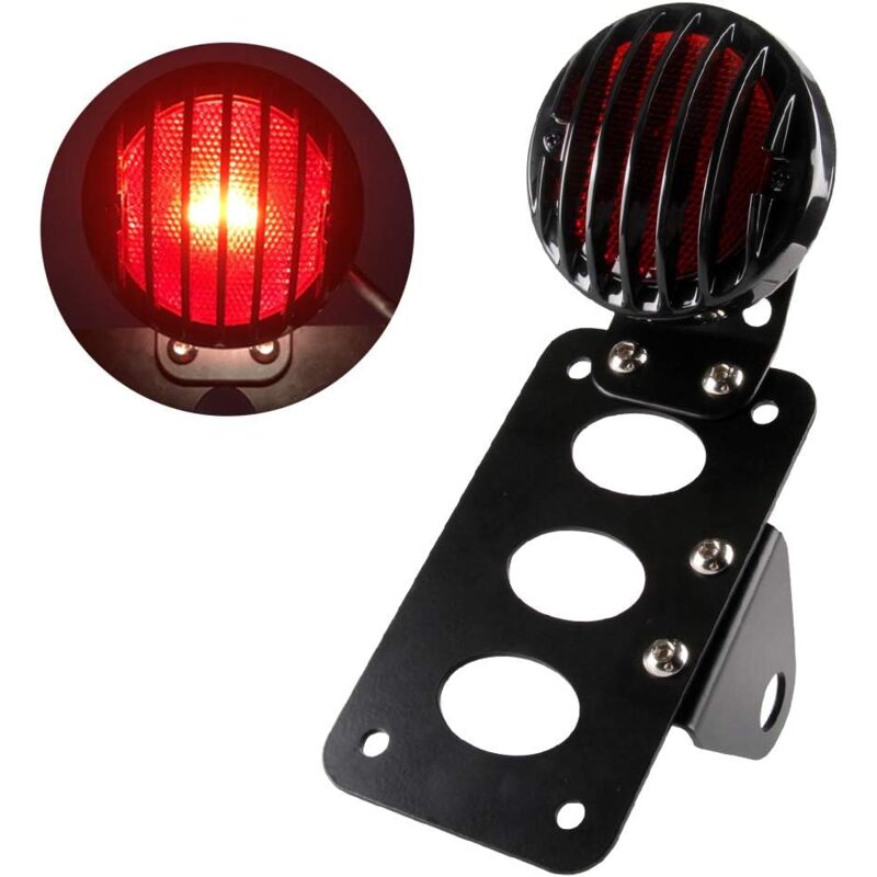 Csparkv - Feu arrière de moto led Feu de freinage arrière avec support de plaque d'immatriculation pour montage latéral vertical/horizontal pour