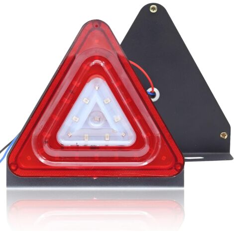 Feu arrière de remorque LED 24 V stroboscopique camion feu arrière triangle feux diurnes flash feu de recul stroboscope d'avertissement d'urgence pour camion remorque camion rouge bleu 2 pièces