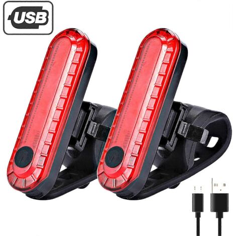 Feu arrière de vélo à LED, lampe torche de sécurité rechargeable par USB, batterie au lithium 200 mAh, 4 modes d'éclairage, étanche IPX