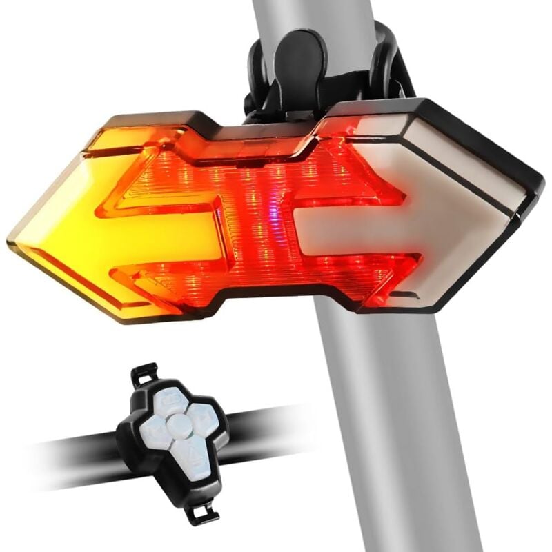 Feu Arrière de Vélo avec Clignotant, Rechargeable par USB Télécommande sans Fil - 11 Modes Feu Arrière de Vélo, LED Brillante Etanche à l'eau