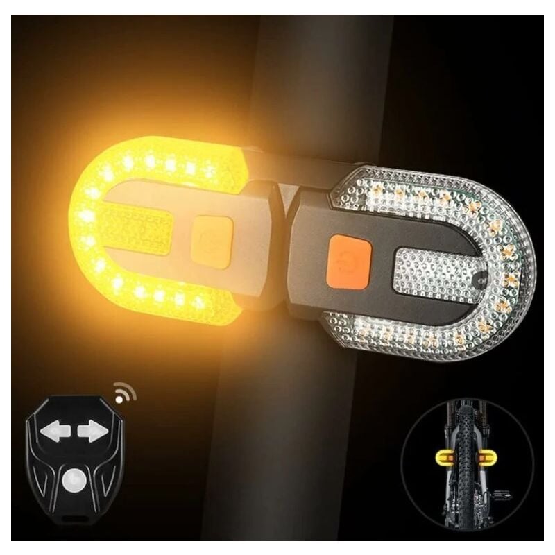 Csparkv - Feu Arrière de Vélo Avec Clignotants - Fendus Télécommande Sans Fil pour Le Cyclisme Rechargeable 5 Modes d'avertissement de Sécurité