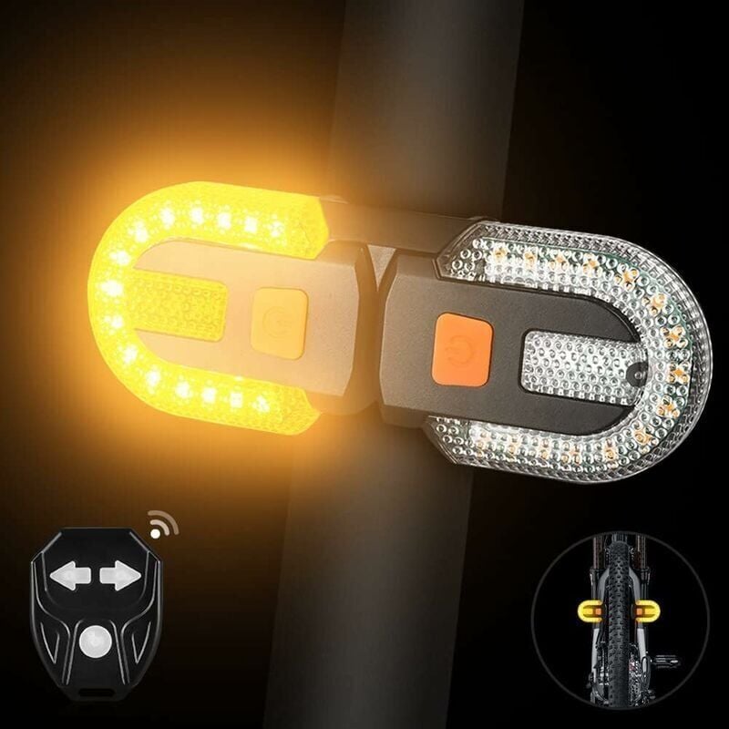 SNQ - Feu Arrière de Vélo Avec Clignotants - Fendus Télécommande Sans Fil pour Le Cyclisme Rechargeable 5 Modes d'avertissement de Sécurité Lumières