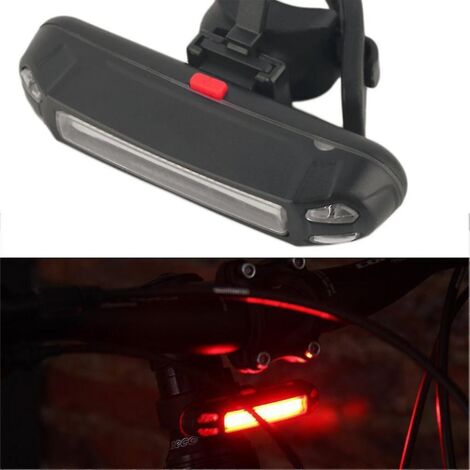 Feu arrière de vélo étanche et rechargeable par USB avec plusieurs modes de signalisation LED rouge/blanche