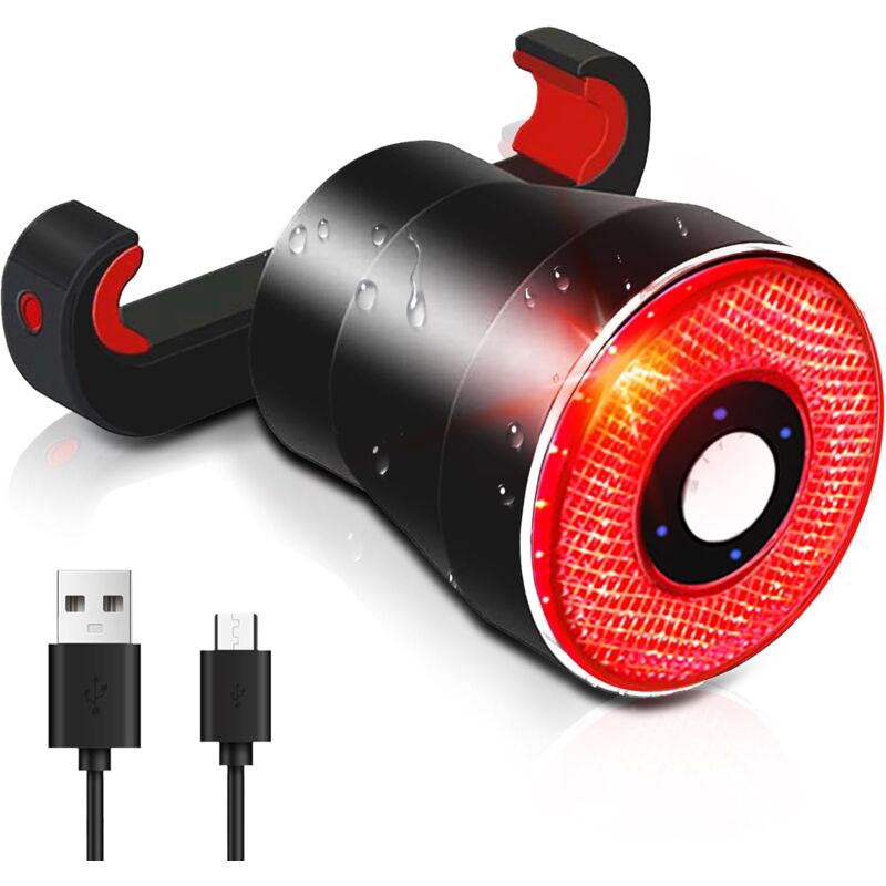 Smart Bike Tail Light, usb Rechargeable Brake Induction, IPx6 Waterproof, Bike Light Auto Start Stop, 4 Modes led Rear Light