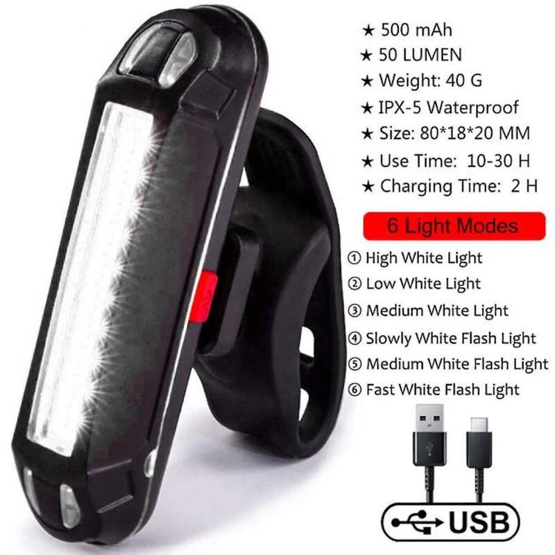 Feu arrière de vélo IPX-5 étanche usb rechargeable led lampe d'avertissement de sécurité vélo clignotant accessoires feu arrière de cyclisme