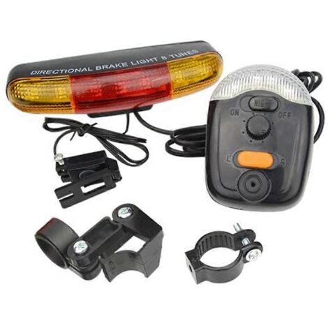 Feu arrière de vélo multifonctionnel à 7 LED avec clignotants, klaxon électrique et feu stop : accessoire de sécurité pour le cyclisme de nuit.
