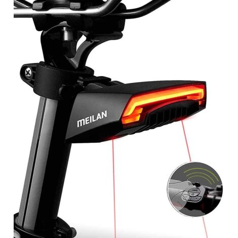 Feu arrière de vélo télécommandé sans fil avec clignotants automatiques, feu stop et batterie rechargeable USB - Feu de signalisation arrière pour vélo