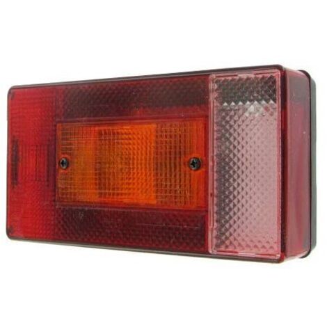 Feu arrière droit 5 fonctions rectangulaire – Feu de position, clignotant, stop, recul – Dimensions 190x100x52mm – Entraxe 55mm