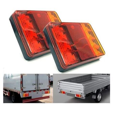 Feu arrière étanche à 8 LED, 2 pièces, rouge jaune, 12V, adapté aux remorques, camions, bateaux, voitures, avertissement de style