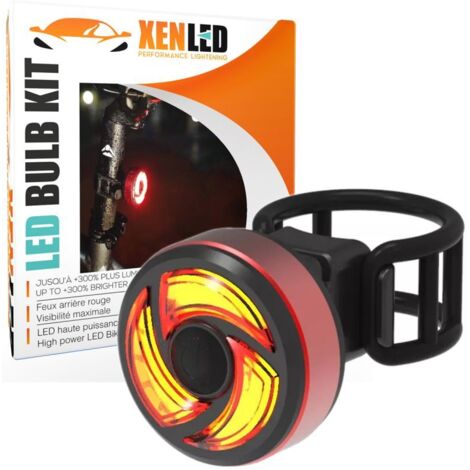 Feu Arrière LED Vélo, Détection de freinage automatique, étanche, 500G - Fixation Cadre