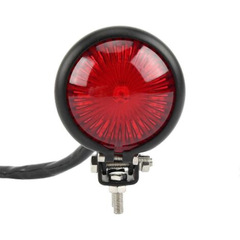 Feu arrière stop LED 12V pour moto, lentille rouge --