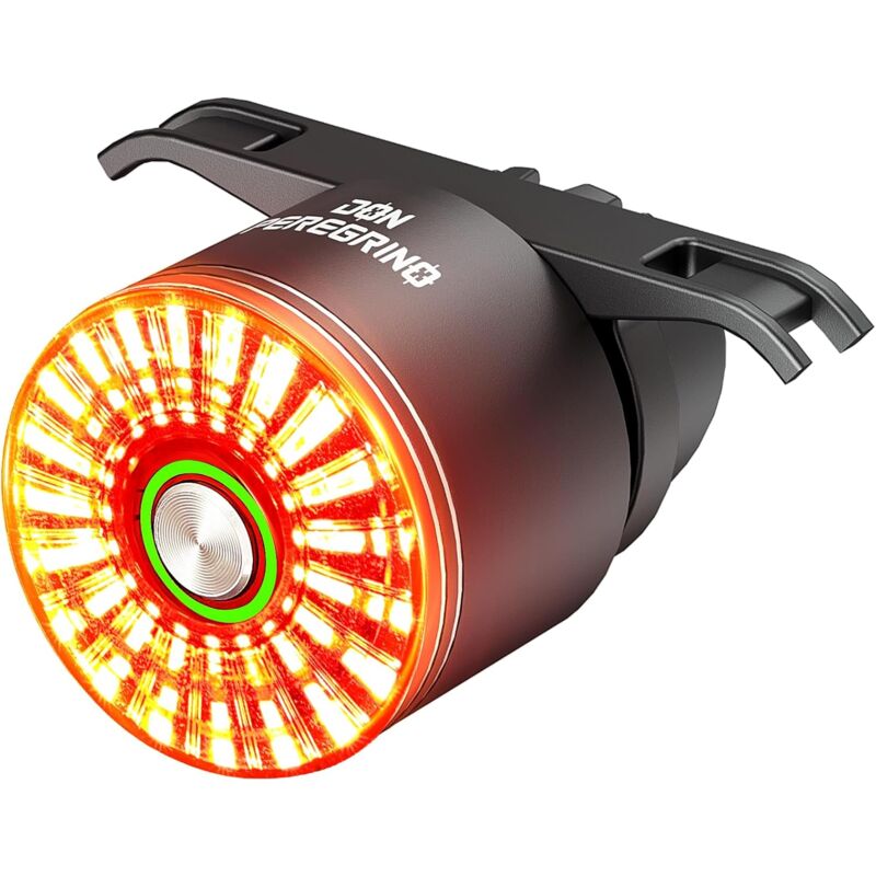 Feu Arriere Velo Intelligent en Aluminium - Lumiere Velo avec Détection de Freinage/Lumière/Vibration, 28g, 36mm, IP65, Rechargeable USB-C, Montage