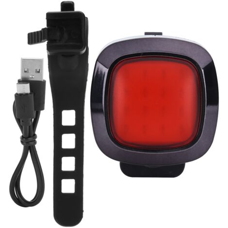 Feu arrière vélo USB rechargeable, détection intelligente de freinage, éclairage COB pour VTT et sécurité cycliste.