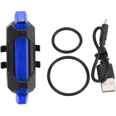 Feu arrière vélo USB rechargeable, lumière LED bleue pour sécurité nocturne et avertissement en extérieur