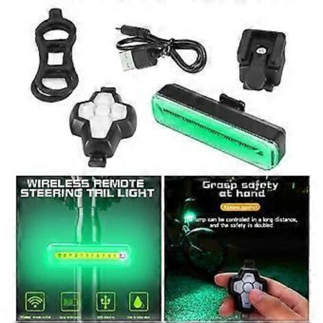 Feu arrière vertical vert à LED étanche pour vélo, clignotant et feu arrière.