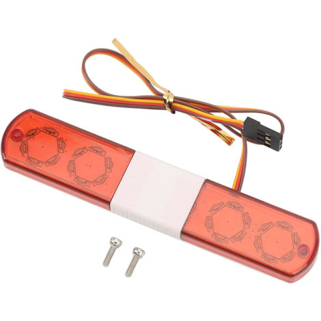 Feu clignotant LED policier pour voitures RC 1/8 1/10, design simulation avec 4 modes d'éclairage d'alarme rouge.