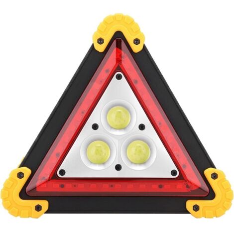 Feu d'avertissement triangulaire KZQ, triangle de voiture à LED, feu triangulaire, triangle d'urgence 30 W avec lumière rouge, panneau d'arrêt triangulaire de sécurité en cas de panne pour avertisseme