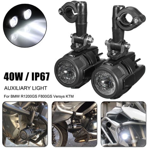 BeiLan 2Pcs Moto Feux Additionnels LED,20W Ronde LED Phares Avant Moto Anti  Brouillard 12V 24V Projecteur Spot LED Moto 1800LM Phares supplémentaires