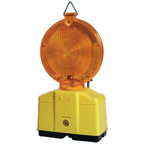 Feu de chantier jaune émission de lumière sur deux côtés