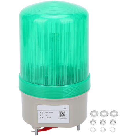 Feu de détresse LED clignotant BEM‑1101 vert, lampe d'alarme 220VAC pour équipement d'urgence