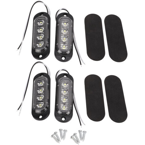 Feu de Gabarit Latéral à LED Feu Arrière Remorque Camion Camion 4 Pièces Feux Latéraux de Camion Haute Luminosité 3000K IP65 LED étanches Installation Facile Camion Lampe de Poche(blanc).