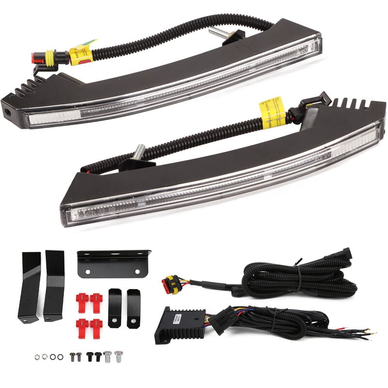 Jeffergarden Feu de jour led blanc/jaune pour pare-choc avant, clignotant universel, 2 pièces